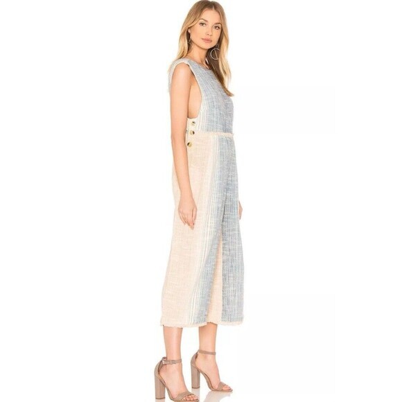 Free People Moab Neutral Jumpsuit Deep V Back Ankle Length Sz. Large - Picture 2 of 12